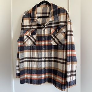 Fall Orange/Navy/Cream Flannel Shaket